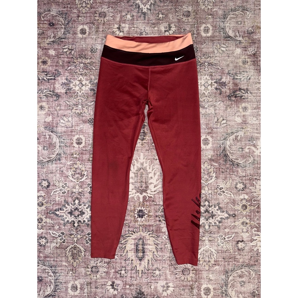 Nike Dri-FIT Womens Training Running Leggings Burgundy BV5737-661 Medium‎
